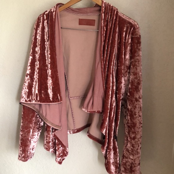 BLANKNyC Pink Crushed Velvet Zip up Moto Jacket - Picture 7 of 11